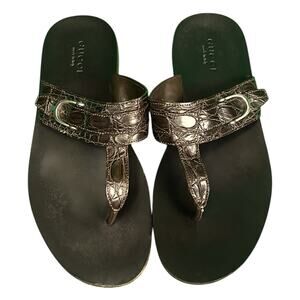 Men's Gucci Karel Crocodile Thong Sandals Size 10.5